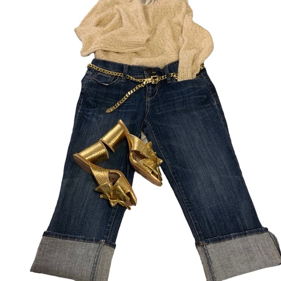 New Anne Klein cream knit lightweight sweater sparkly mini gold sequins M - Picture 13 of 13